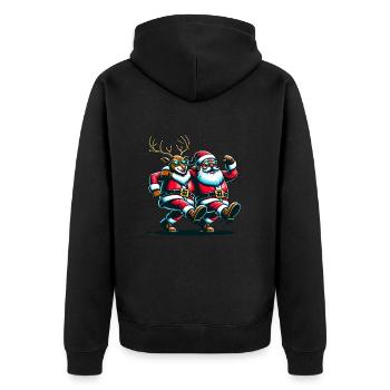 Santa Claus is dancing on xmas Christmas funny - Unisex Premium Bio Zip Hoodie - Schwarz - Hinten - Nico (187cm)
