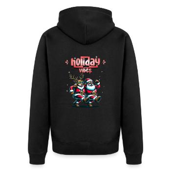 Santa Claus is dancing on xmas Christmas funny - Unisex Premium Bio Zip Hoodie - Schwarz - Hinten - Nico (187cm)