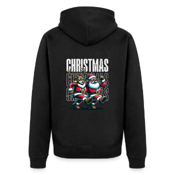 Santa Claus is dancing on xmas Christmas funny - Unisex Premium Bio Zip Hoodie - Schwarz - Hinten - Nico (187cm)