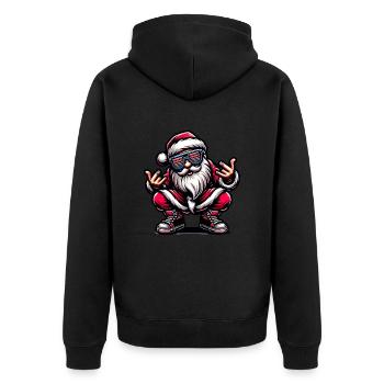 Santa Claus is dancing on xmas Christmas funny - Unisex Premium Bio Zip Hoodie - Schwarz - Hinten - Nico (187cm)