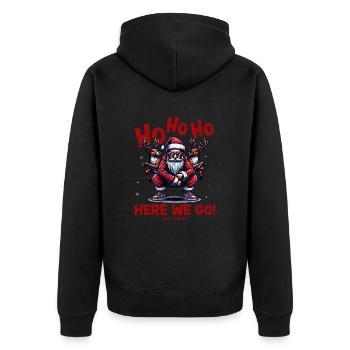 Santa Claus is dancing on xmas Christmas funny - Unisex Premium Bio Zip Hoodie - Schwarz - Hinten - Nico (187cm)