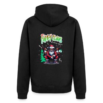 Santa Claus is dancing on xmas Christmas funny - Unisex Premium Bio Zip Hoodie - Schwarz - Hinten - Nico (187cm)