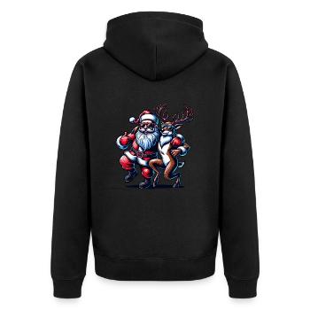 Santa Claus is dancing on xmas Christmas funny - Unisex Premium Bio Zip Hoodie - Schwarz - Hinten - Nico (187cm)