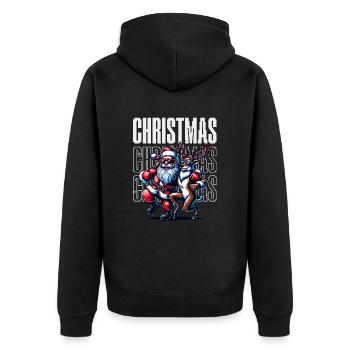 Santa Claus is dancing on xmas Christmas funny - Unisex Premium Bio Zip Hoodie - Schwarz - Hinten - Nico (187cm)
