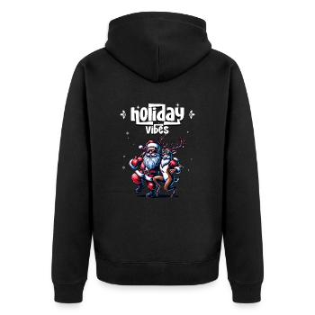 Santa Claus is dancing on xmas Christmas funny - Unisex Premium Bio Zip Hoodie - Schwarz - Hinten - Nico (187cm)