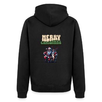Santa Claus is dancing on xmas Christmas funny - Unisex Premium Bio Zip Hoodie - Schwarz - Hinten - Nico (187cm)