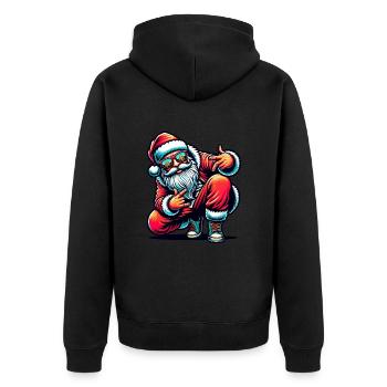 Santa Claus is dancing on xmas Christmas funny - Unisex Premium Bio Zip Hoodie - Schwarz - Hinten - Nico (187cm)