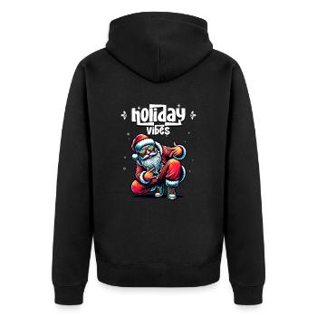 Santa Claus is dancing on xmas Christmas funny - Unisex Premium Bio Zip Hoodie - Schwarz - Hinten - Nico (187cm)