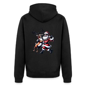 Santa Claus is dancing on xmas Christmas funny - Unisex Premium Bio Zip Hoodie - Schwarz - Hinten - Nico (187cm)