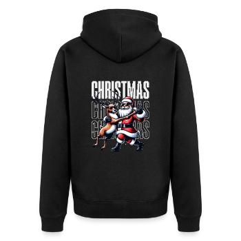 Santa Claus is dancing on xmas Christmas funny - Unisex Premium Bio Zip Hoodie - Schwarz - Hinten - Nico (187cm)