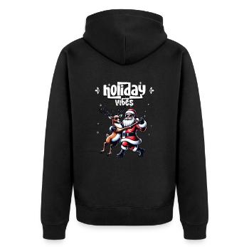 Santa Claus is dancing on xmas Christmas funny - Unisex Premium Bio Zip Hoodie - Schwarz - Hinten - Nico (187cm)