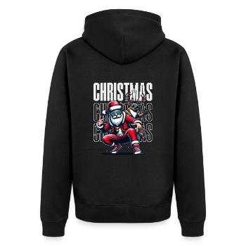 Santa Claus is dancing on xmas Christmas funny - Unisex Premium Bio Zip Hoodie - Schwarz - Hinten - Nico (187cm)