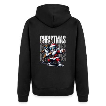 Santa Claus is dancing on xmas Christmas funny - Unisex Premium Bio Zip Hoodie - Schwarz - Hinten - Nico (187cm)