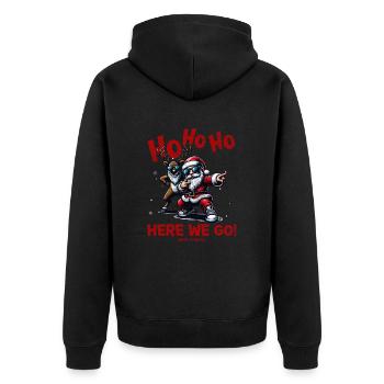 Santa Claus is dancing on xmas Christmas funny - Unisex Premium Bio Zip Hoodie - Schwarz - Hinten - Nico (187cm)