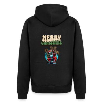 Santa Claus is dancing on xmas Christmas funny - Unisex Premium Bio Zip Hoodie - Schwarz - Hinten - Nico (187cm)