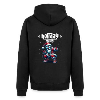 Santa Claus is dancing on xmas Christmas funny - Unisex Premium Bio Zip Hoodie - Schwarz - Hinten - Nico (187cm)