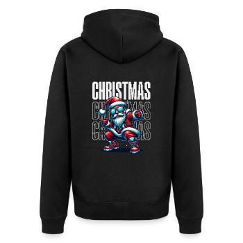 Santa Claus is dancing on xmas Christmas funny - Unisex Premium Bio Zip Hoodie - Schwarz - Hinten - Nico (187cm)