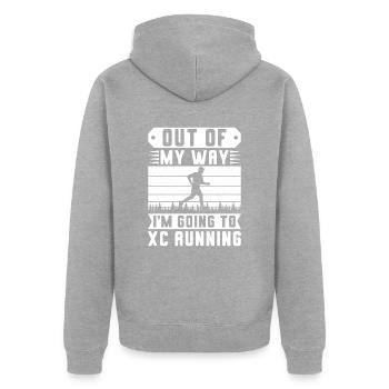 Conception de coureur de cross-country - XC Coach - Course à pied - Veste à capuche bio Premium Unisexe - gris chiné - Dos - Nico (187cm)