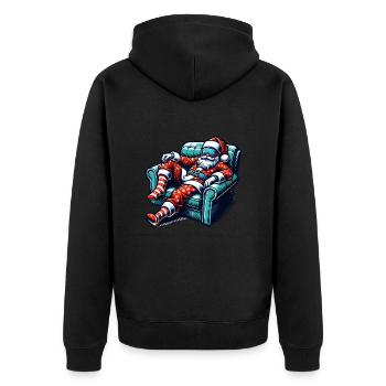 Sleep lazy Santa Claus This is my Christmas pajama - Unisex Premium Bio Zip Hoodie - Schwarz - Hinten - Nico (187cm)