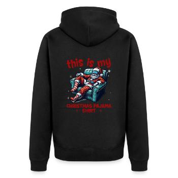 Sleep lazy Santa Claus This is my Christmas pajama - Unisex Premium Bio Zip Hoodie - Schwarz - Hinten - Nico (187cm)
