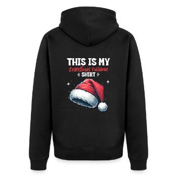 Sleep lazy Santa Claus This is my Christmas pajama - Unisex Premium Bio Zip Hoodie - Schwarz - Hinten - Nico (187cm)