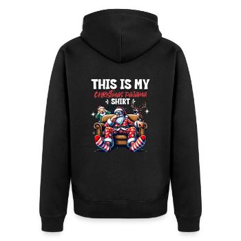 Sleep lazy Santa Claus This is my Christmas pajama - Unisex Premium Organic Zip Hoodie - black - Back - Nico (187cm)
