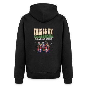 Sleep lazy Santa Claus This is my Christmas pajama - Unisex Premium Bio Zip Hoodie - Schwarz - Hinten - Nico (187cm)