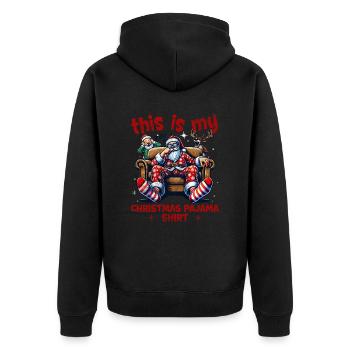 Sleep lazy Santa Claus This is my Christmas pajama - Unisex Premium Bio Zip Hoodie - Schwarz - Hinten - Nico (187cm)