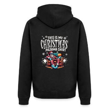 Sleep lazy Santa Claus This is my Christmas pajama - Unisex Premium Bio Zip Hoodie - Schwarz - Hinten - Nico (187cm)