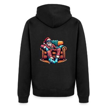 Sleep lazy Santa Claus This is my Christmas pajama - Unisex Premium Bio Zip Hoodie - Schwarz - Hinten - Nico (187cm)
