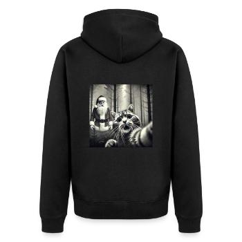 Cat & Santa really exists Selfie Christmas - Unisex Premium Bio Zip Hoodie - Schwarz - Hinten - Nico (187cm)