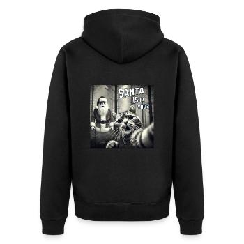 Cat & Santa really exists Selfie Christmas - Unisex Premium Bio Zip Hoodie - Schwarz - Hinten - Nico (187cm)