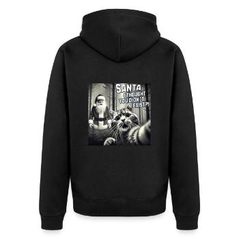 Cat & Santa really exists Selfie Christmas - Unisex Premium Bio Zip Hoodie - Schwarz - Hinten - Nico (187cm)