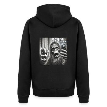 Bigfoot & Santa really exists Selfie Christmas - Unisex Premium Bio Zip Hoodie - Schwarz - Hinten - Nico (187cm)