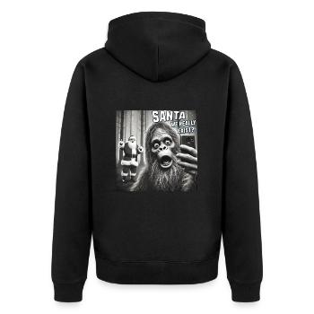Bigfoot & Santa really exists Selfie Christmas - Unisex Premium Bio Zip Hoodie - Schwarz - Hinten - Nico (187cm)