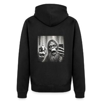 Bigfoot & Santa really exists Selfie Christmas - Unisex Premium Bio Zip Hoodie - Schwarz - Hinten - Nico (187cm)