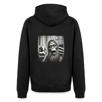 Bigfoot & Santa really exists Selfie Christmas - Unisex Premium Bio Zip Hoodie - Schwarz - Hinten - Nico (187cm)