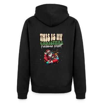 Sleep lazy Santa Claus This is my Christmas pajama - Unisex Premium Organic Zip Hoodie - black - Back - Nico (187cm)