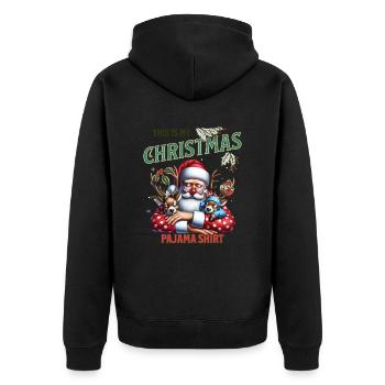 Sleep lazy Santa Claus This is my Christmas pajama - Unisex Premium Bio Zip Hoodie - Schwarz - Hinten - Nico (187cm)