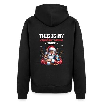 Sleep lazy Santa Claus This is my Christmas pajama - Unisex Premium Bio Zip Hoodie - Schwarz - Hinten - Nico (187cm)