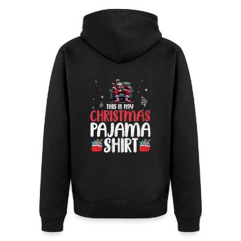 Sleep lazy Santa Claus This is my Christmas pajama - Unisex Premium Bio Zip Hoodie - Schwarz - Hinten - Nico (187cm)