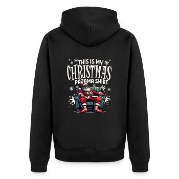Sleep lazy Santa Claus This is my Christmas pajama - Unisex Premium Bio Zip Hoodie - Schwarz - Hinten - Nico (187cm)