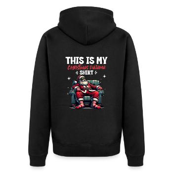 Sleep lazy Santa Claus This is my Christmas pajama - Unisex Premium Bio Zip Hoodie - Schwarz - Hinten - Nico (187cm)