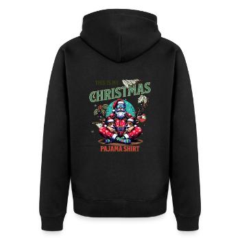Sleep lazy Santa Claus This is my Christmas pajama - Unisex Premium Bio Zip Hoodie - Schwarz - Hinten - Nico (187cm)