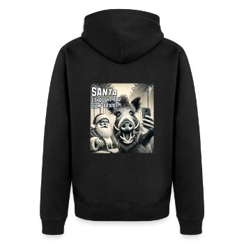Chats Selfie Père Noël - Veste à capuche bio Premium Unisexe - noir - Dos - Nico (187cm)