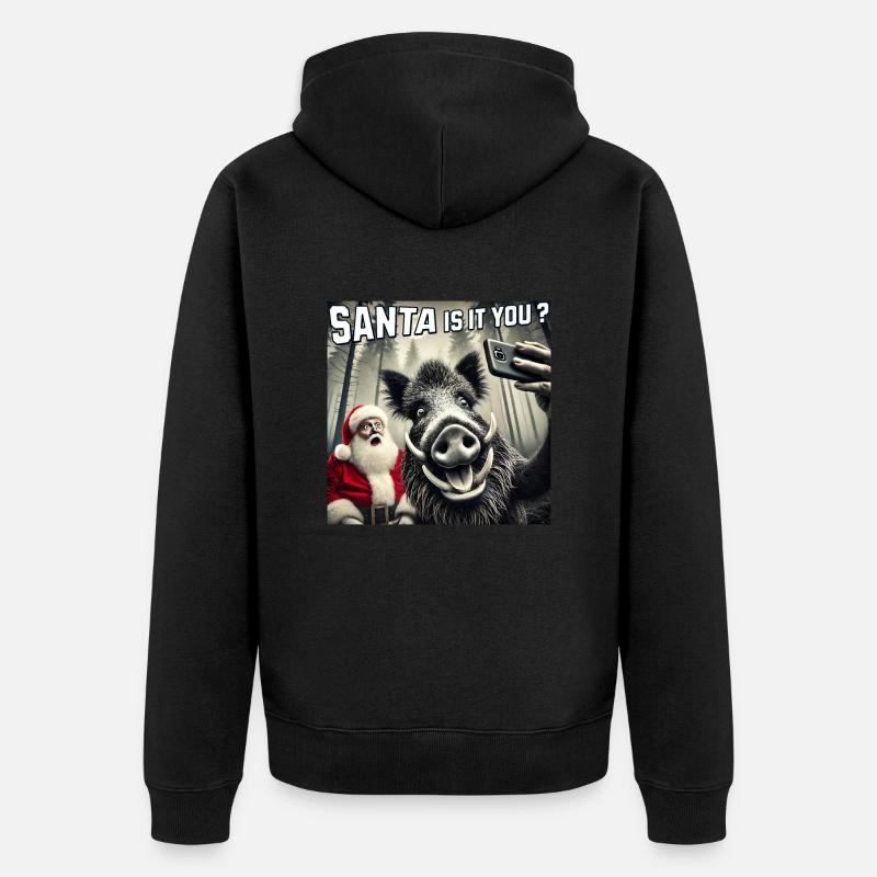 Chats Selfie Père Noël - Veste à capuche bio Premium Unisexe - noir