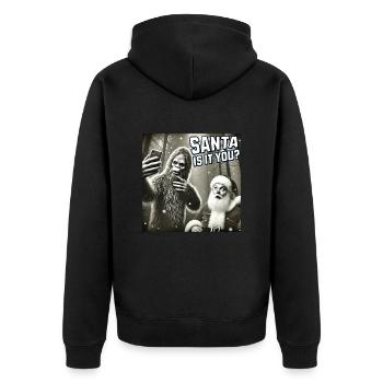 Katzen Selfie- Santa selfie Weihnachten - Unisex Premium Bio Zip Hoodie - Schwarz - Hinten - Nico (187cm)