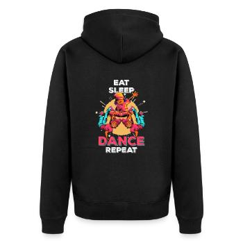 Breakdancer Retro Design - Unisex Premium Bio Zip Hoodie - Schwarz - Hinten - Nico (187cm)