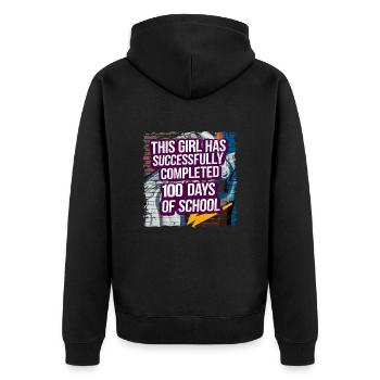 Tenue drôle professeur & élève 100 jours d’école - Veste à capuche bio Premium Unisexe - noir - Dos - Nico (187cm)
