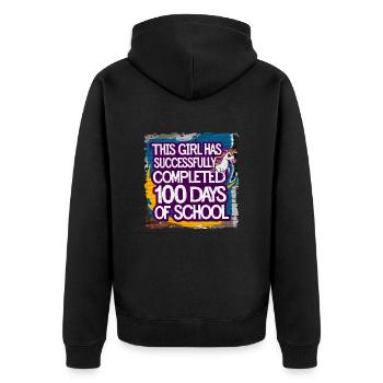 Tenue drôle professeur & élève 100 jours d’école - Veste à capuche bio Premium Unisexe - noir - Dos - Nico (187cm)
